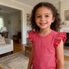 Kids Blouse Plain Ruffle Sleeve Top Toddler Girls Solid Color T-Shirt Baby Girl Cotton Casual Clothes (Rose Red, 6-7 Years) view 2
