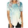 FOCLMP Women 2024 Floral Tops Blouses Short Sleeve Summer Shirt Trendy Fitted Tunic Blouse Dressy Causal Ladies Clothing Summer Tops for Women 2024 Vacation Fitted Blue S view 1