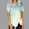 FOCLMP Women 2024 Floral Tops Blouses Short Sleeve Summer Shirt Trendy Fitted Tunic Blouse Dressy Causal Ladies Clothing Summer Tops for Women 2024 Vacation Fitted Blue S view 2