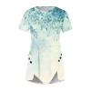 FOCLMP Women 2024 Floral Tops Blouses Short Sleeve Summer Shirt Trendy Fitted Tunic Blouse Dressy Causal Ladies Clothing Summer Tops for Women 2024 Vacation Fitted Blue S view 4