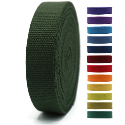1" & 1.5'' & 2" Cotton Webbing - 5 Yards - 50+ Colors -%100 Natural Cotton - Turkish Woven - Heavy Duty 1 Inch 1.5 Inch 2 Inch Canvas Webbing for Sewing Straps Bag Climbing Indoors Craft DIY 11322