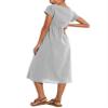 Cotton Dresses for Women Light Grey 2024 Women's Summer Short Sleeve Midi Dress Casual Loose Beach Dress with Pockets view 3