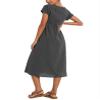 Cotton Dresses for Women Dark Grey 2024 Women's Summer Short Sleeve Midi Dress Casual Loose Beach Dress with Pockets view 3