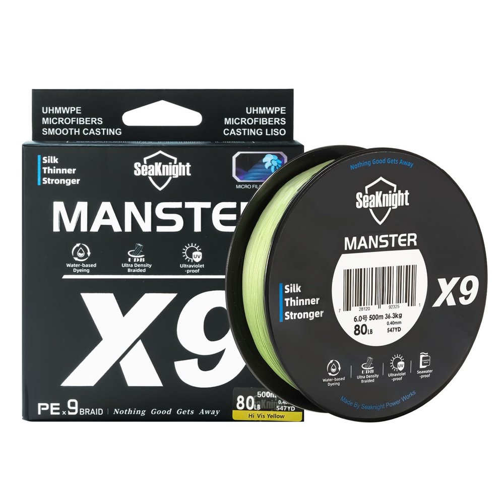 SeaKnight X9 Braided Line 9Strand PE Braided Fishing Line - Highly Abrasion Resistant, Great Knot Strength, Ultra-Thin Diameter, Improved Colorfastness -Fishing Line for Freshwater Saltwater