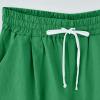 LMSXCT Cotton Linen Shorts for Women Casual Knee Length Bermuda Shorts Elastic Waist Gym Workout Shorts Summer Beach Shorts Green view 3