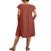 Cotton Dresses for Women Orange 2024 Women's Summer Short Sleeve Midi Dress Casual Loose Beach Dress with Pockets view 2