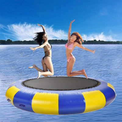 YEYUBIW Inflatable Water Trampoline, 8FT/2.5 Meter Recreational Water Sport Swiming Platforms with Rope Ladder for Lakes, Pools,Blue,8FT