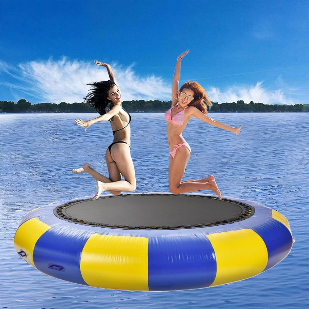 YEYUBIW Inflatable Water Trampoline, 8FT/2.5 Meter Recreational Water Sport Swiming Platforms with Rope Ladder for Lakes, Pools,Blue,8FT