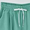 LMSXCT Cotton Linen Shorts for Women Casual Knee Length Bermuda Shorts Elastic Waist Gym Workout Shorts Summer Beach Shorts Mint Green view 3