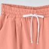 LMSXCT Cotton Linen Shorts for Women Casual Knee Length Bermuda Shorts Elastic Waist Gym Workout Shorts Summer Beach Shorts Light Pink view 3