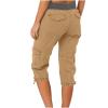 Cargo Capris for Women Summer Casual Drawstring Cargo Pants with Pocket Elastic Waist Capri Joggers Outdoor Travel Summer Pants Wide Leg Cropped Pant Plus Size Hiking Pant for Camping Golf view 4