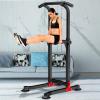 NaKeah Power Tower Height Adjustable Pull Up Bar Dip Station, Home Multi Gym Pull Up Dip Stand, Strength Training Fitness Exercise Equipment,Black view 1