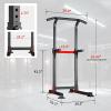 NaKeah Power Tower Height Adjustable Pull Up Bar Dip Station, Home Multi Gym Pull Up Dip Stand, Strength Training Fitness Exercise Equipment,Black view 3