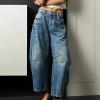 Jeans for Women Straight Leg Shaping Wide Leg Jeans Denim Pants High Waist Stretchy Classic Baggy Denim Pants with Pockets Dark Blue view 2