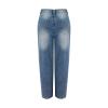 Jeans for Women Straight Leg Shaping Wide Leg Jeans Denim Pants High Waist Stretchy Classic Baggy Denim Pants with Pockets Dark Blue view 4
