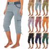 Cargo Capris for Women Summer Casual Drawstring Cargo Pants with Pocket Elastic Waist Capri Joggers Outdoor Travel Summer Pants Wide Leg Cropped Pant Plus Size Hiking Pant for Camping Golf view 1