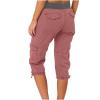 Cargo Capris for Women Summer Casual Drawstring Cargo Pants with Pocket Elastic Waist Capri Joggers Outdoor Travel Summer Pants Wide Leg Cropped Pant Plus Size Hiking Pant for Camping Golf view 4