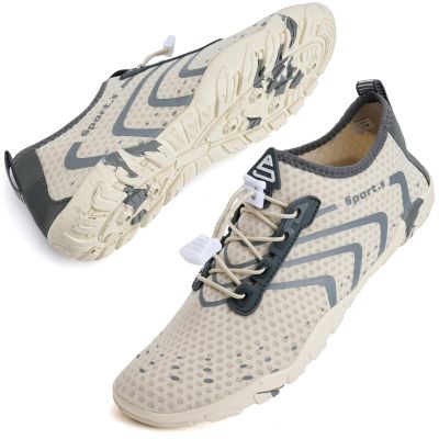 WateLves Water Shoes Mens Womens Beach Swim Shoes Quick-Dry Aqua Socks Pool Shoes for Surf Yoga Water Aerobics (Classic Beige, 41)