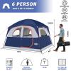 UNP Tents 6 Person Waterproof Windproof Easy Setup,Double Layer Family Camping Tent with 1 Mesh Door & 5 Large Mesh Windows -10'X9'X78in(H) (Navy Blue) view 2
