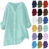 Plus Size Cotton Linen Shirts for Women Plain Button Down Blouses Dressy Casual Tees Spring Summer Long Sleeve Tops 2025 Trendy Womens Clothes Outfits Loose Oversized Tshirts Work Business Tunic view 1