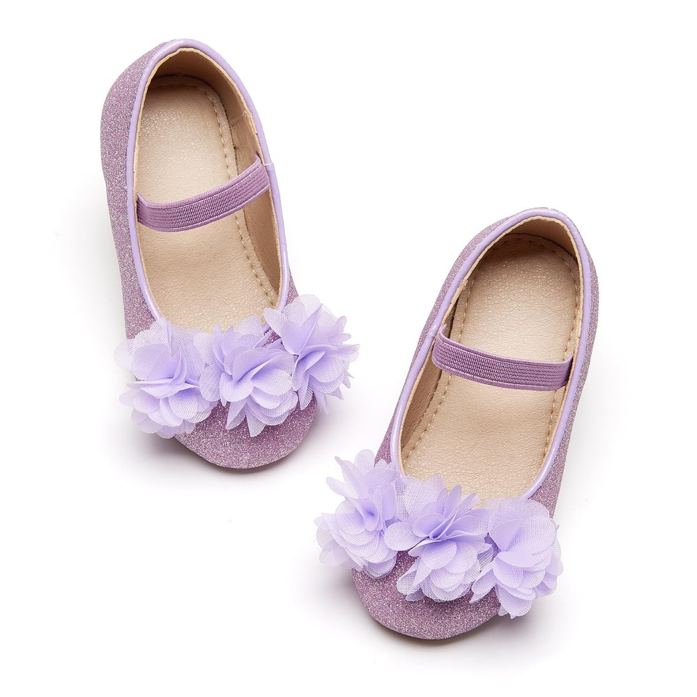 Otter MOMO Toddler/Little Girls Mary Jane Ballerina Flats Purple Shoes Slip-on School Party Dress Shoes Size 12