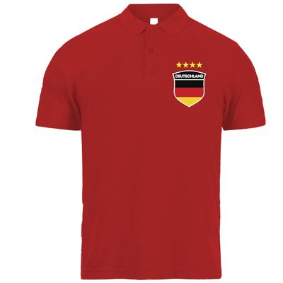 lepni.me Mens Germany Football Polo Shirt Name and Number, German Flag Badge Personalised Jersey, European Championship 2024 (XL Red Without Print)