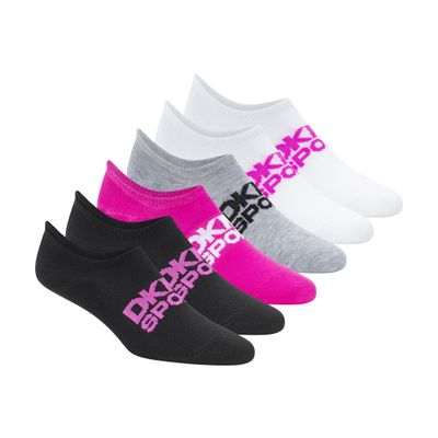 DKNY Women's 6 Pack Liner Socks, Black/Pink, 9-11