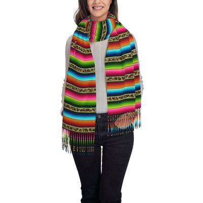 DKJlitter Women's Scarf Colorful Mexican Leopard Serape Cashmere-Feel Scarves Pashmina Shawls and Wraps for Wedding Party
