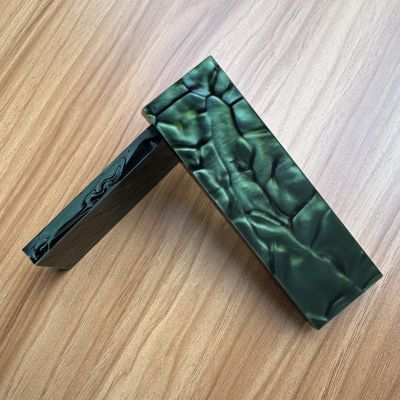 Uotowell Pre-Cut Acrylic Resin Sheets for Engraved Decorative Guitar Bodies, Necks, Gun Grips and Knife Handle Scales Blanks Pearl-Like - Dark Green