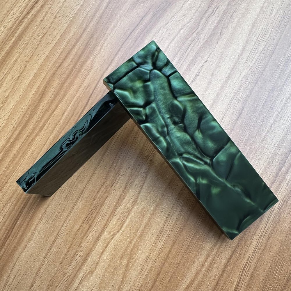 Uotowell Pre-Cut Acrylic Resin Sheets for Engraved Decorative Guitar Bodies, Necks, Gun Grips and Knife Handle Scales Blanks Pearl-Like - Dark Green