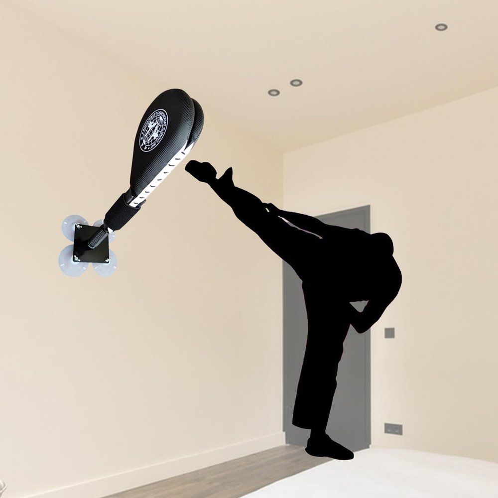 Blazea Wing Chun Dummy Taekwondo Kick Pad Wall Mounted, Adjustable Karate Kickboxing Equipment Kicking Target, Portable Martial Arts Training Dummy Spring Arms