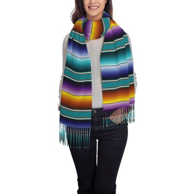 DKJlitter Women's Scarf Colorful Mexican pattern Cashmere-Feel Scarves Pashmina Shawls and Wraps for Wedding Party