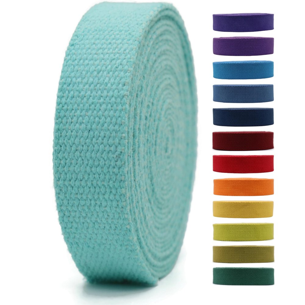 1" & 1.5'' & 2" Cotton Webbing - 5 Yards - 50+ Colors -%100 Natural Cotton - Turkish Woven - Heavy 1 Inch 1.5 Inch 2 Inch Blue Canvas Webbing for Sewing Straps Bag Climbing Indoors Craft DIY 11362