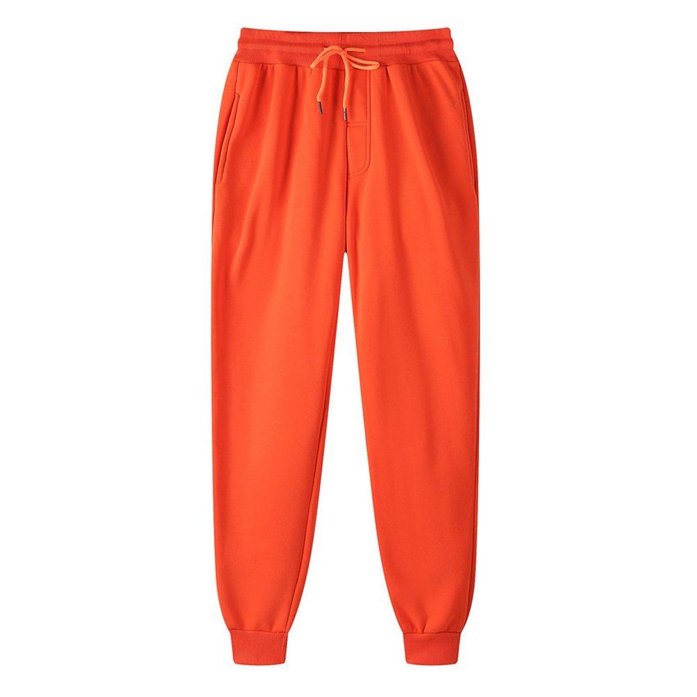 Cargo Sweatpants for Men Running Exercise Joggers Teen Boys Stylish Tapered Joggers Workout Pants Casual Lined Pants Orange