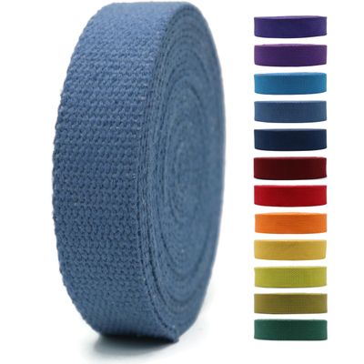 1" & 1.5'' & 2" Cotton Webbing - 5 Yards - 50+ Colors -%100 Natural Cotton - Turkish Woven - Heavy 1 Inch 1.5 Inch 2 Inch Blue Canvas Webbing for Sewing Straps Bag Climbing Indoors Craft DIY 11392