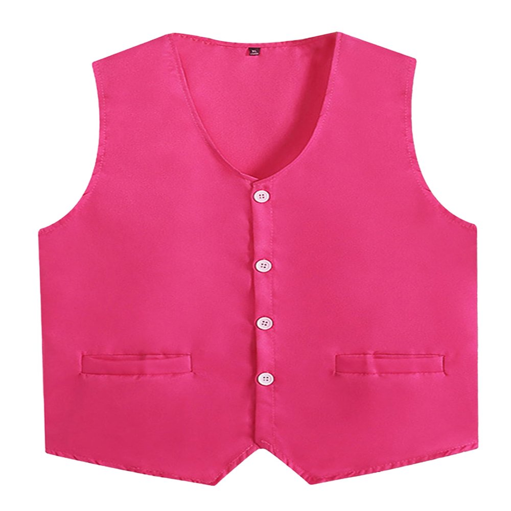 Loodgao Kid Girls Boys Vest Solid Color Volunteer Activity Waistcoat Irregular Hem Volunteers Activities Uniform Hot Pink 11-12 Years