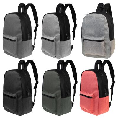 24-Pack 17" Classic Backpacks for Kids - Bookbags in Bulk for Elementary, Middle, and High School Students, 6 Assorted Colors