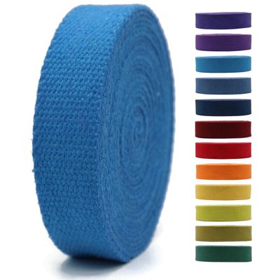 1" & 1.5'' & 2" Cotton Webbing - 5 Yards - 50+ Colors -%100 Natural Cotton - Turkish Woven - Heavy 1 Inch 1.5 Inch 2 Inch Blue Canvas Webbing for Sewing Straps Bag Climbing Indoors Craft DIY 11402