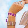INK + ALLOY Game Day Striped Cuff Bracelets for Women, Beaded Stretch Bracelet for Sports Fans, Handmade Jewelry for College Students, Teachers, Football Moms, 1-Inch W (Purple & Yellow) view 2