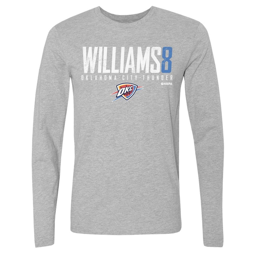 500 LEVEL Jalen Williams Oklahoma City Thunder Long Sleeve Shirt - Jalen Williams Oklahoma City Thunder Elite WHT (Heather Gray, XX-Large)