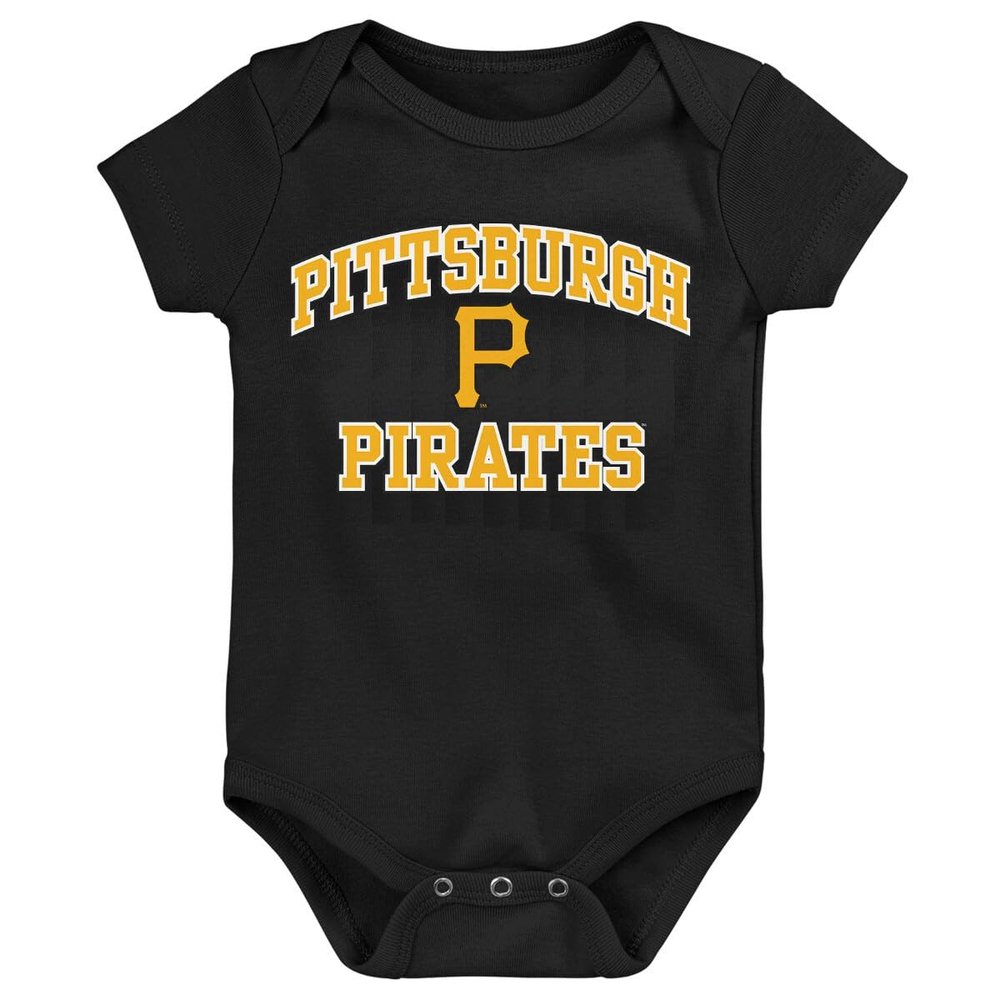 Outerstuff MLB Officially Licensed 0-24 Months City Headline Arch Logo Creeper Bodysuit Romper (Pittsburgh Pirates - Black, 0/3 Months)