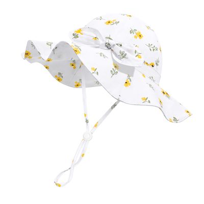 Baby Girl Sun Hat with UPF 50+ Outdoor Adjustable Beach Hat with Wide Brim Bucket Hats (6-12 Months)