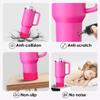 Raioaea for Stanley Cup Accessories, Leopard Engraved Silicone Boot for Stanley Cup 40oz 30oz 20oz & Hydro Flask 12-24oz, Stylish Bottom Protector Cover Sleeve for Yeti, Simple Modern,Rose Pink view 3