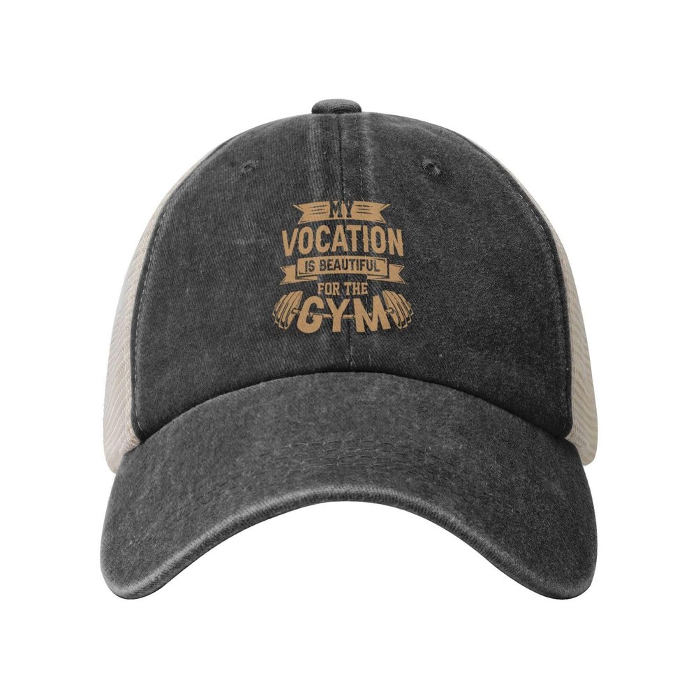 My Vocation is Beautiful for The Gym Baseball Cap for Women Mens Trucker hat Mesh Caps Dad Hat Black