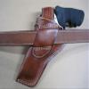 Azula Custom Leather Cross Draw Outdoor Gun Belt Holster for Colt Python 4" Barrel Revolver Brown Left Hand view 4