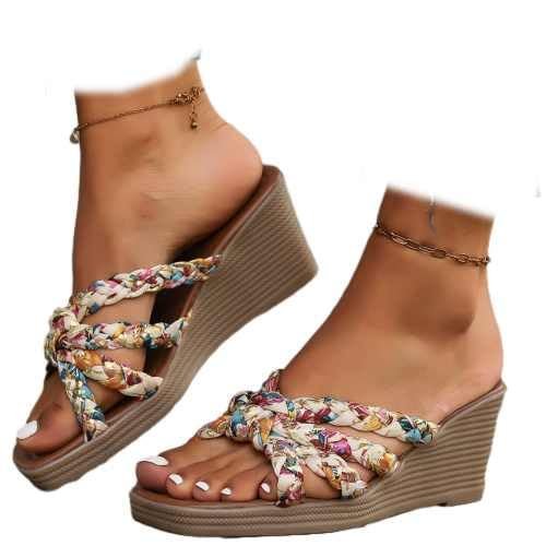 ZJWBB Wedges for Women Sandals Bohemia Open Toe Roman Slip On Platform Summer Dress Outdoor Beach Sandals