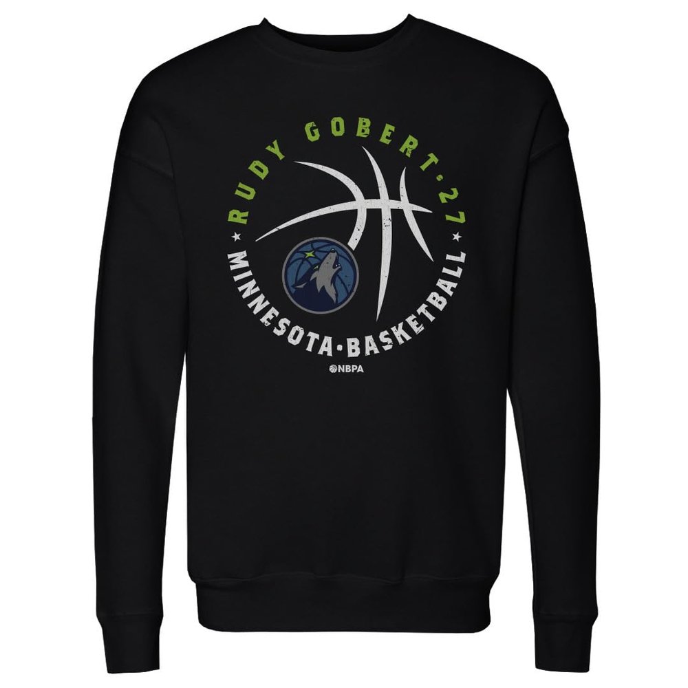 500 LEVEL Rudy Gobert Minnesota Timberwolves Crewneck Sweatshirt - Rudy Gobert Minnesota Timberwolves Player Ball WHT (Black, XX-Large)