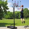Portable Basketball Hoop & Goal with Vertical Jump Measurement, Outdoor Basketball System with 7.5-10ft Height Adjustment in 44'' Backboard for Youth/Audlt, Manual Lifting Basketball Hoop view 2