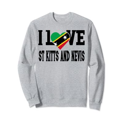 I Love St Kitts and Nevis Flag Proud Sports Souvenir Sweatshirt