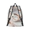 Backpacks Lightweight Bookbag With 1 Main Compartment, Front Utility Pocket With Built,White Marble Rose Gold Pattern view 3